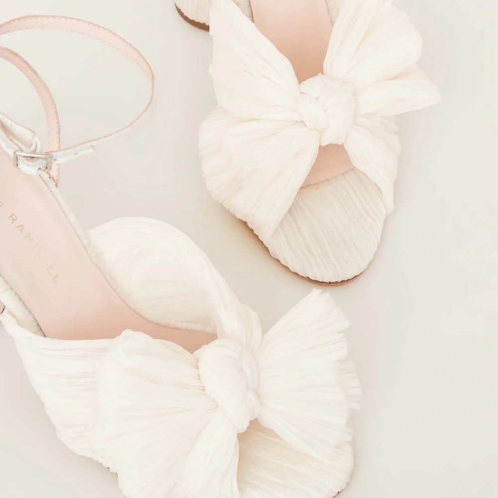 Loeffler Randall Camellia Pearl Pleated Bow Heel Size 9